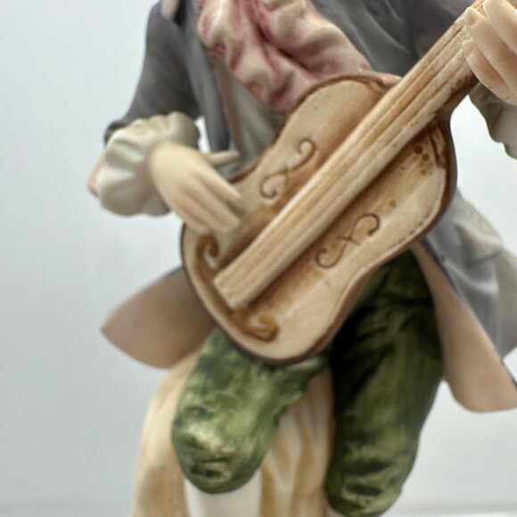 Vintage Lefton China Hand Painted Figurine KW 6414 Musician Lute Guitar Bisque - Picture 12 of 16